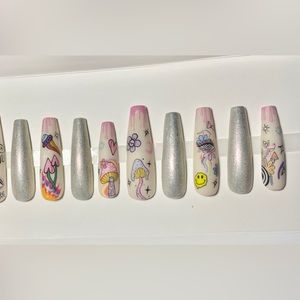 Psychedelic press on nails matte